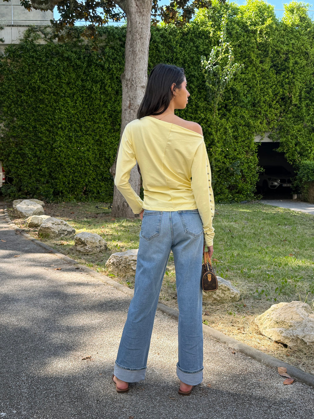 Haut Carla, one shoulder jaune