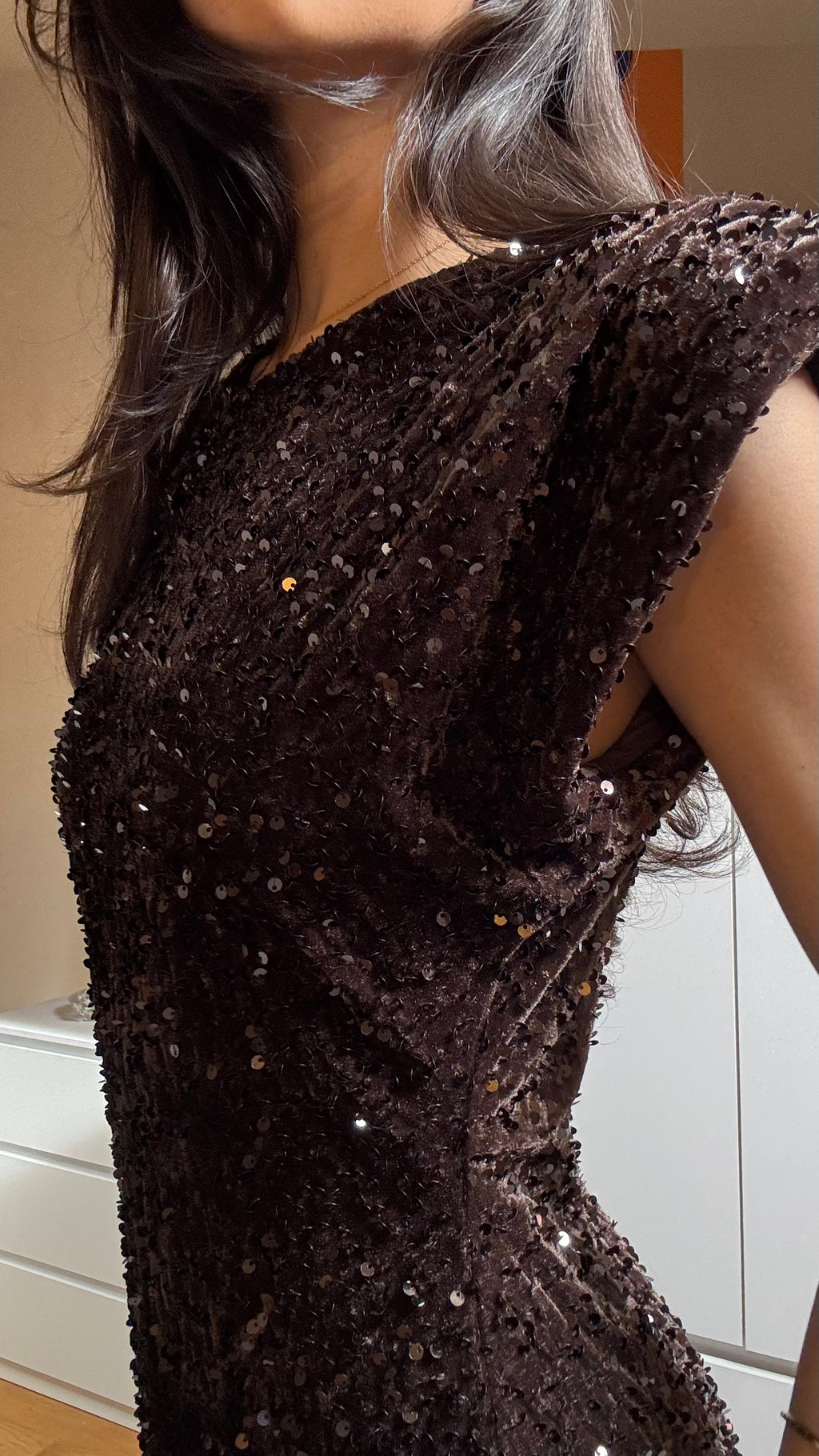 Robe courte Lucia en velours pailleté
