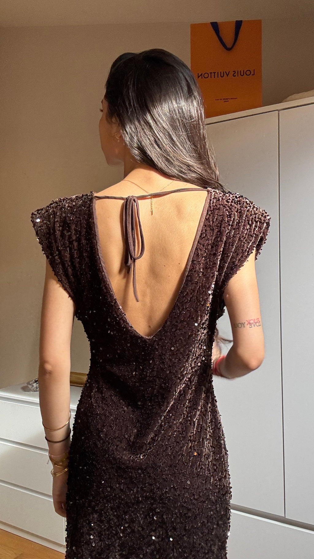 Robe courte Lucia en velours pailleté