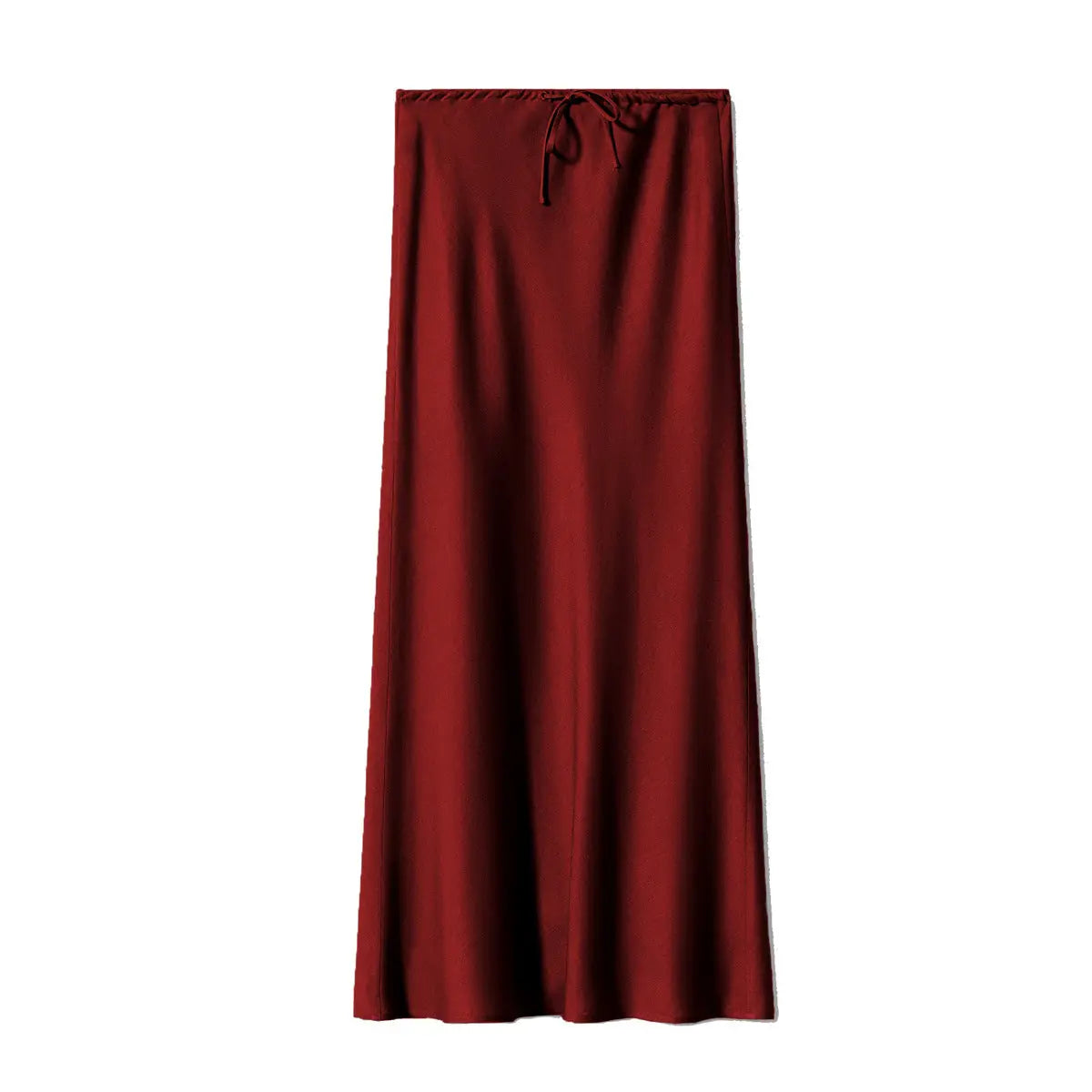 Jupe longue en satin, jupe taille haute nouée avec cordon de serrage. eprolo