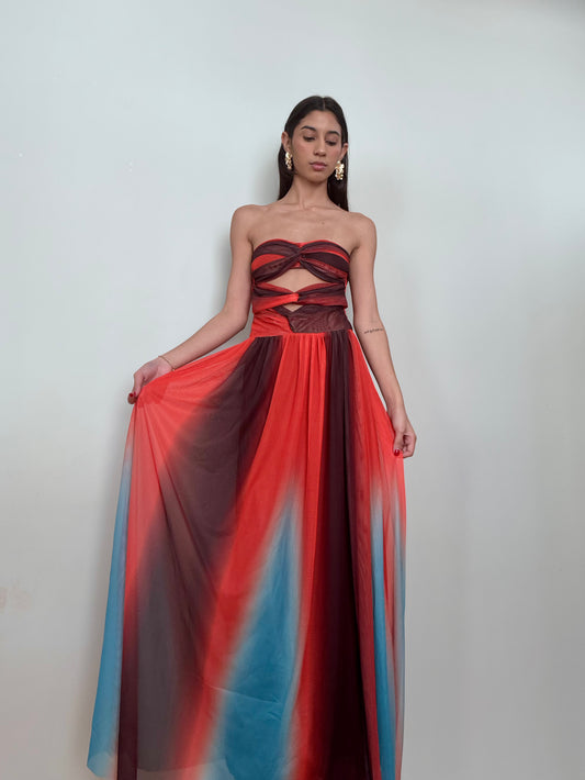 La robe Léa - robe longue et élégante, épaules dénudées. eprolo