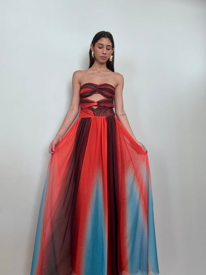 La robe Léa - robe longue et élégante, épaules dénudées. eprolo