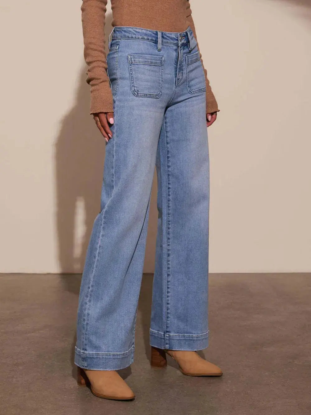 Pantalon Jean large taille haute avec poche eprolo