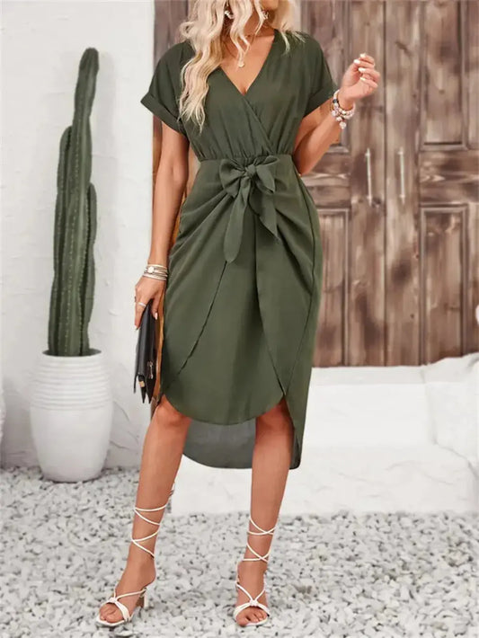 Robe à manches courtes avec surplis noué eprolo