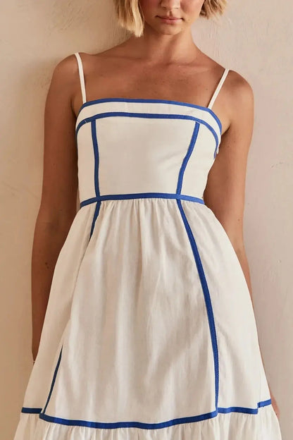 Robe caraco mi-longue à col carré et bordure contrastante eprolo