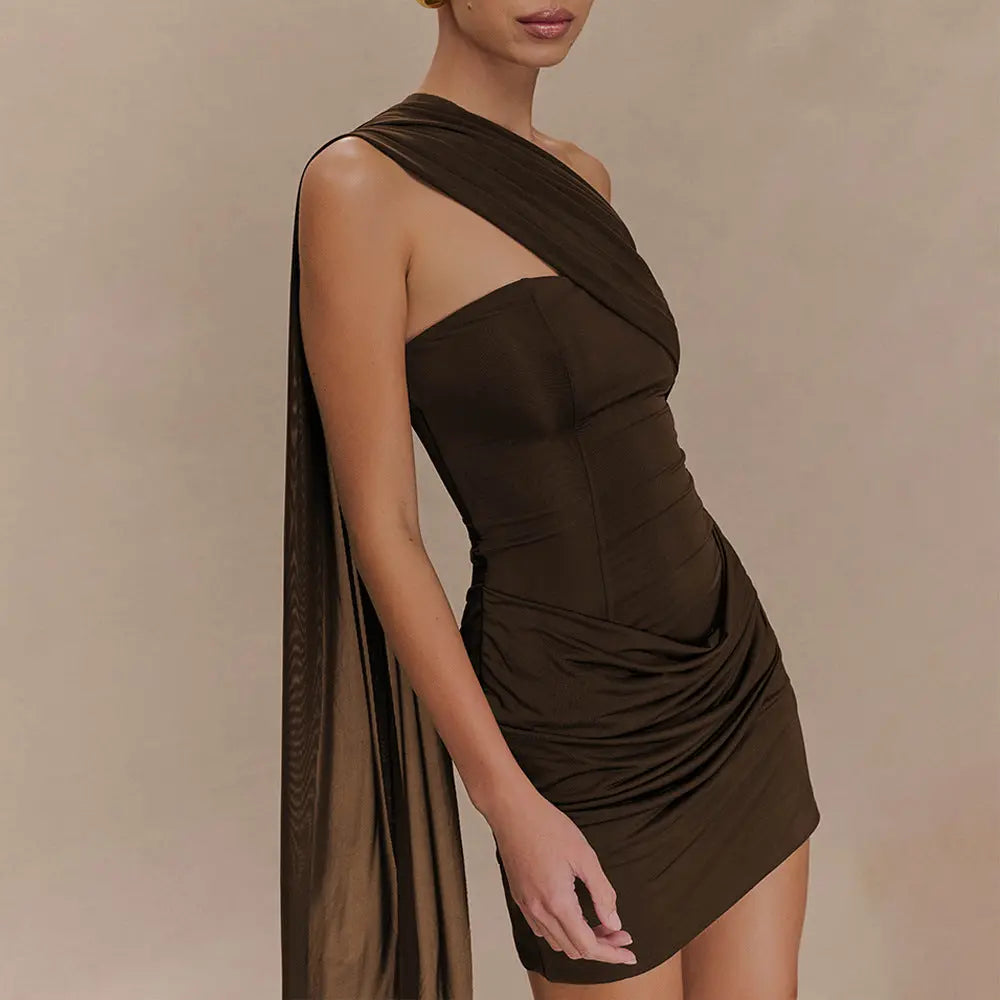 Robe courte Victoria, robe sans bretelles, jupe ajustée et plissée. eprolo