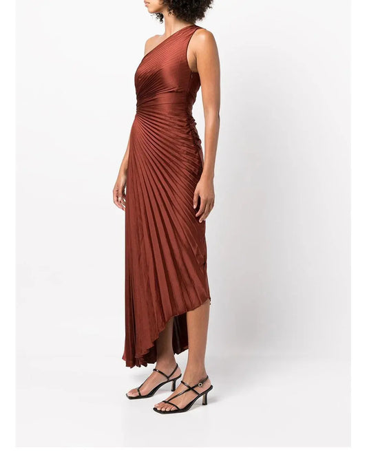 Robe longue Amina, robe plissée et asymétrique. eprolo