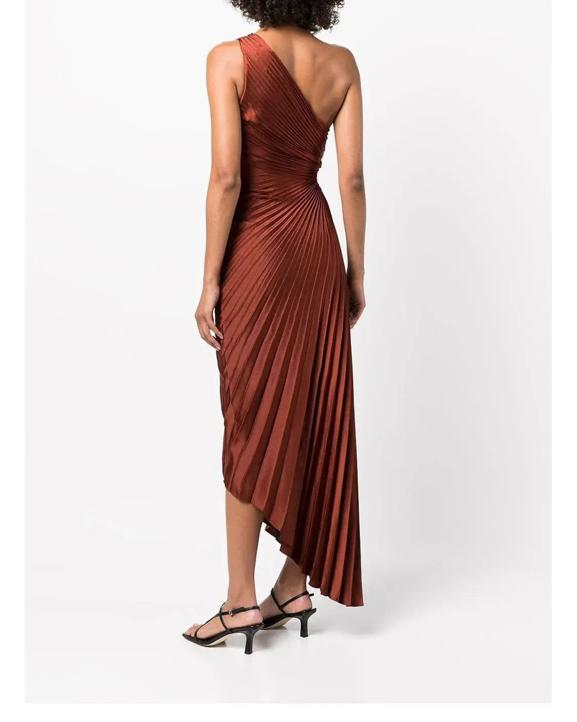 Robe longue Amina, robe plissée et asymétrique. eprolo