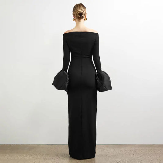 Robe longue Tania, épaules dénudées, moulante. eprolo