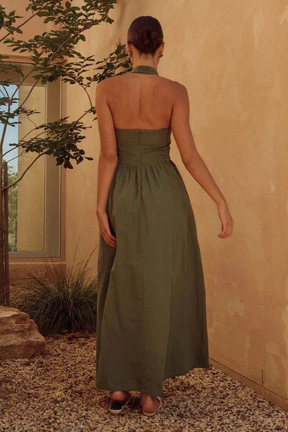 Robe longue dos nu avec poches eprolo
