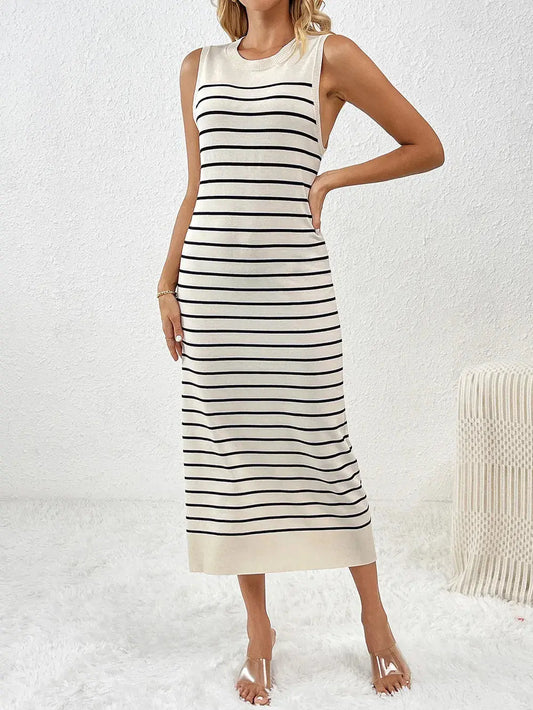 Robe mi-longue Vaya en tricot à manches rondes et col rond eprolo