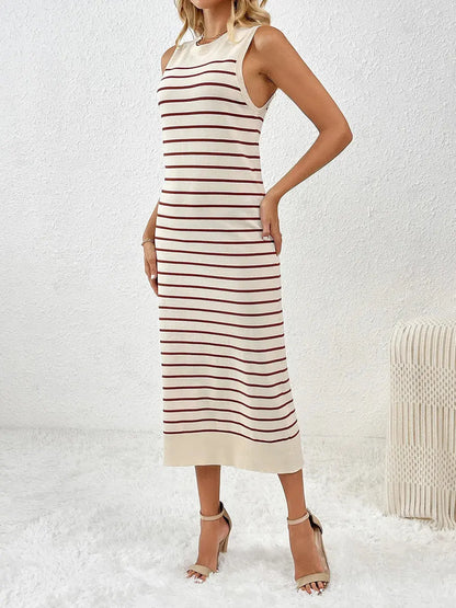 Robe mi-longue Vaya en tricot à manches rondes et col rond eprolo