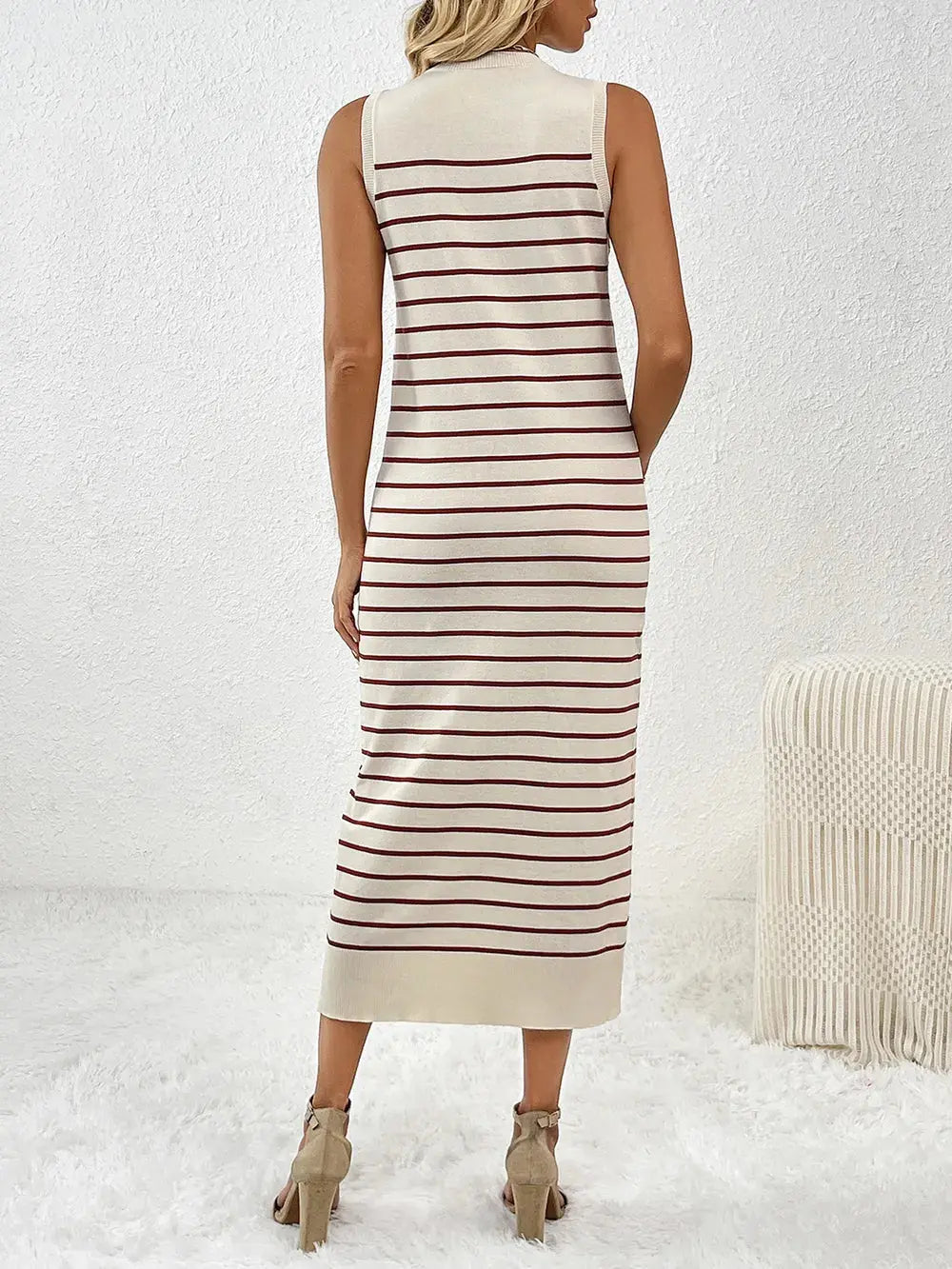 Robe mi-longue Vaya en tricot à manches rondes et col rond eprolo