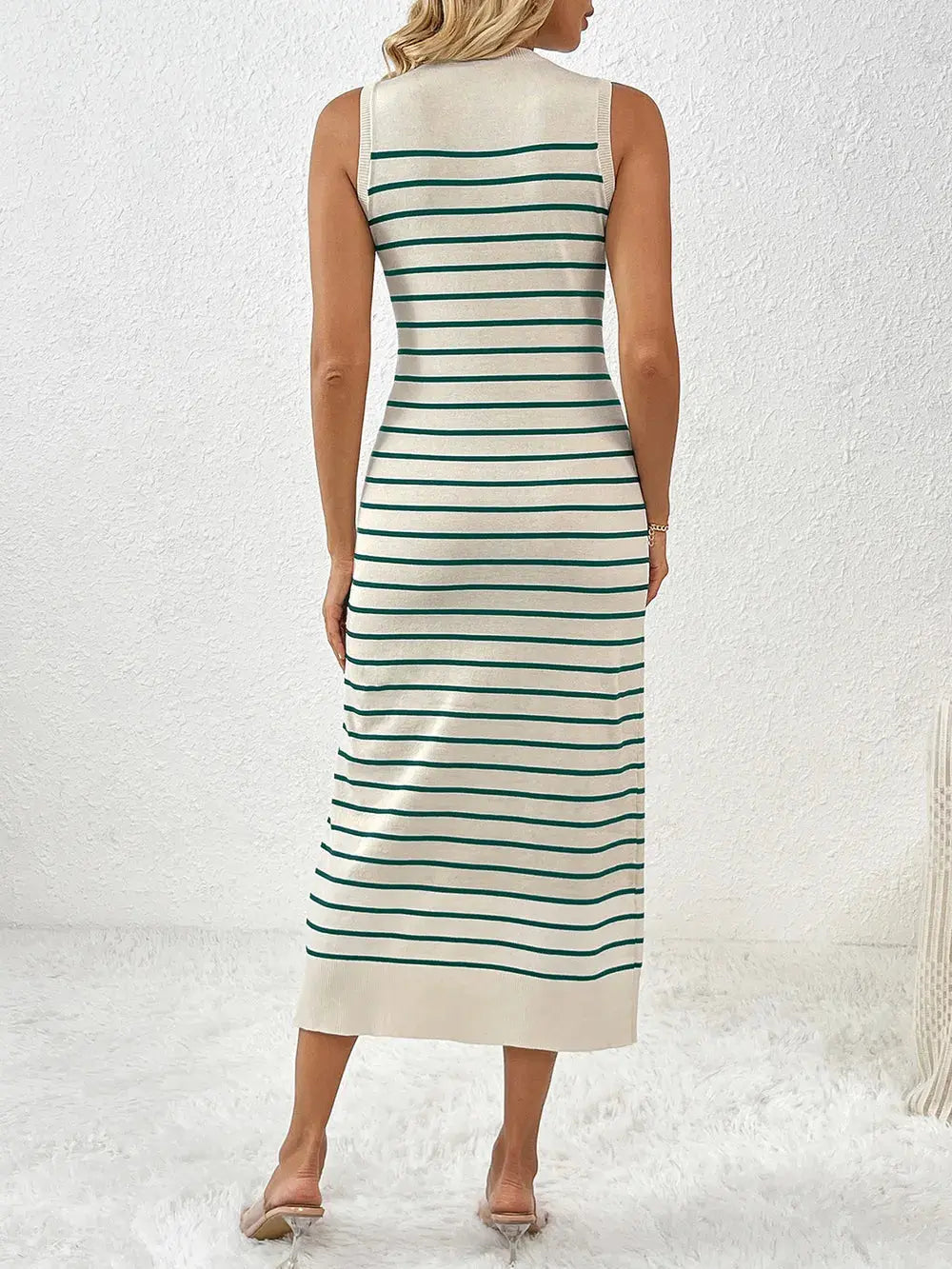 Robe mi-longue Vaya en tricot à manches rondes et col rond eprolo