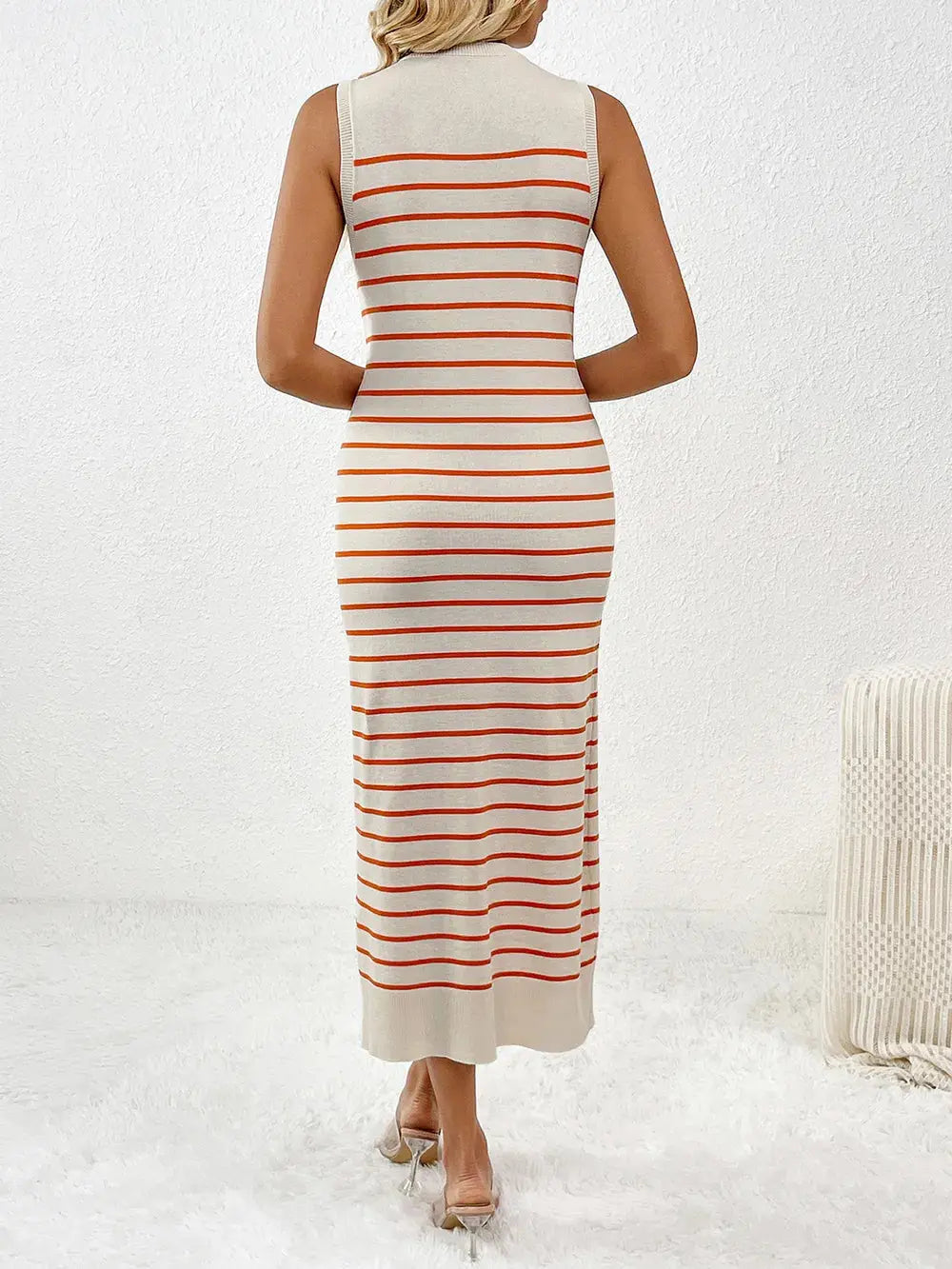 Robe mi-longue Vaya en tricot à manches rondes et col rond eprolo