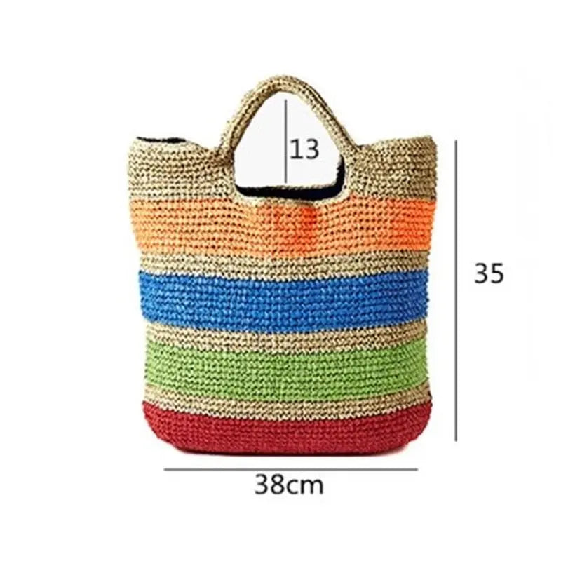 Sac en paille coloré, fourre-tout, de plage et fait à la main eprolo