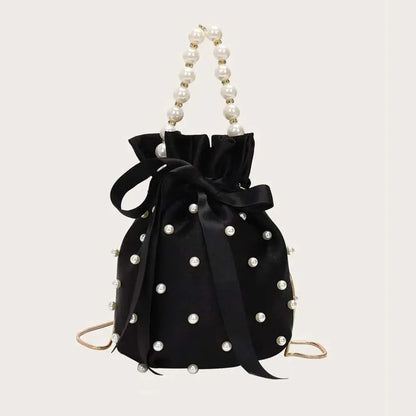 Sac seau uni avec détails en perles eprolo