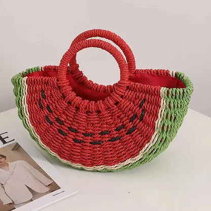 Sacs à bandoulière en paille pastèque, bohème, sac à main fait à la main. eprolo
