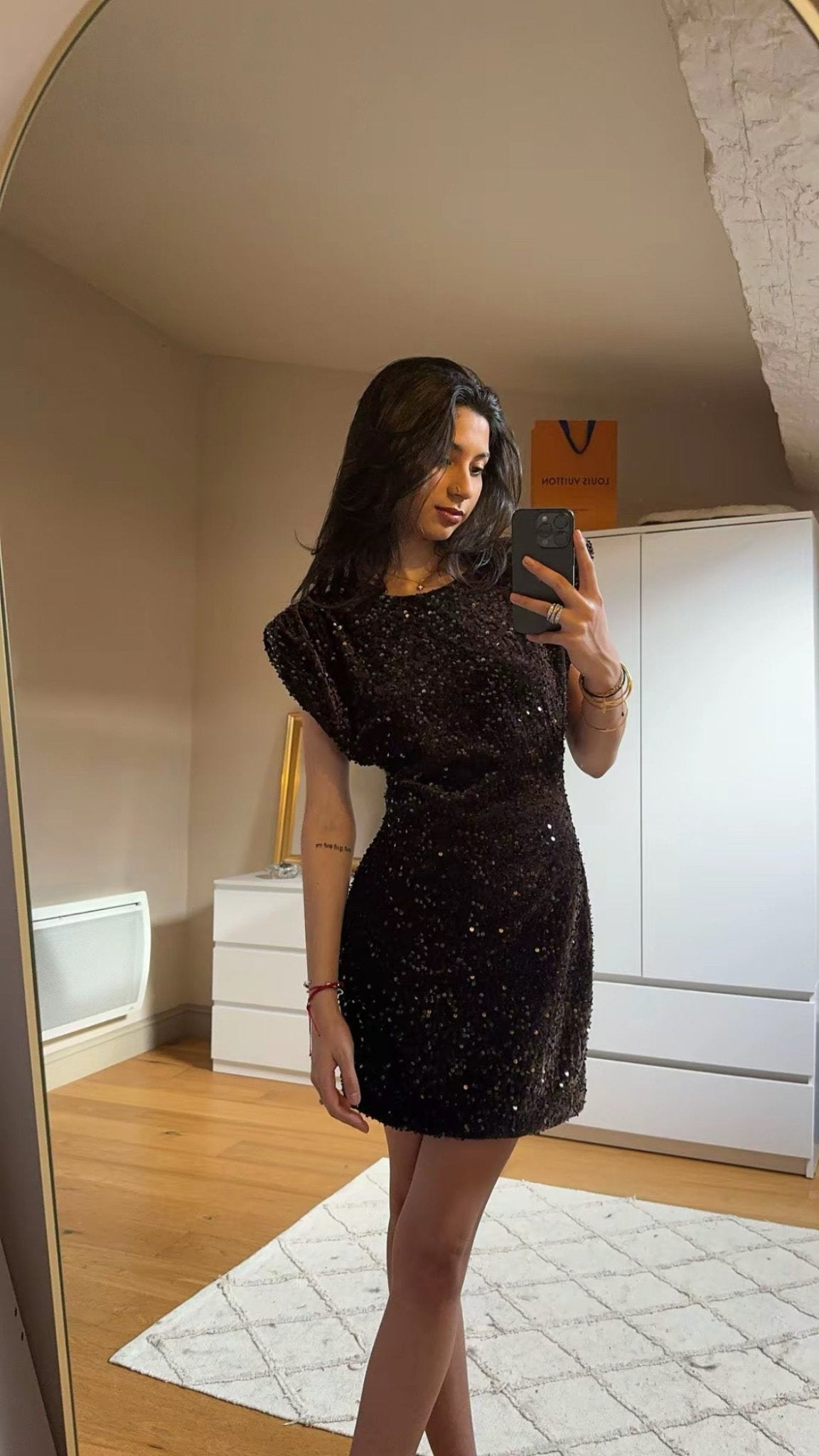 Robe courte Lucia en velours pailleté