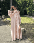Robe Héléna rose, dos nu et manches longues